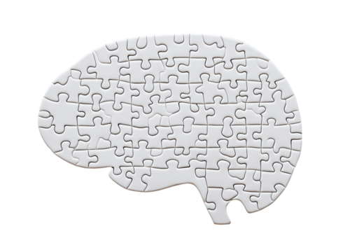 Challenges of Mental Health and Memory Loss isolated on transparent background. PNG file, cut out