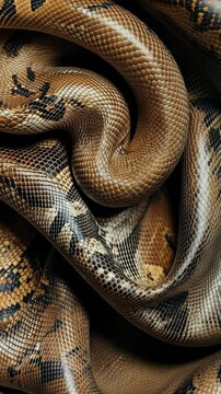 Gracefully coiling large python showcasing intricate scales and patterns