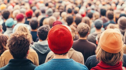Back view of people in a crowd.