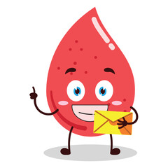 cute happy expression of blood bring envelope letter cartoon character