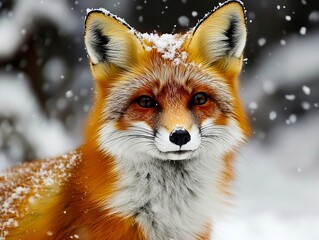 Obraz premium A red fox is standing in the snow