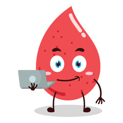 cute success business expression of blood carry laptops cartoon character