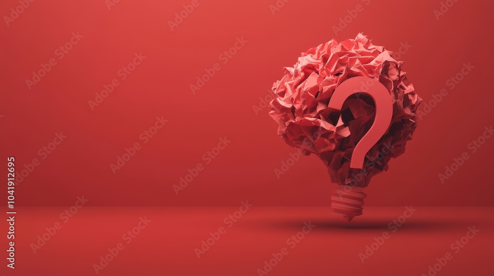 Aufkleber conceptual red question mark with crumpled paper background