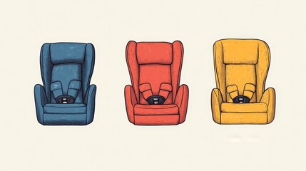 Fototapeta premium Colorful Convertible Car Seats for Children