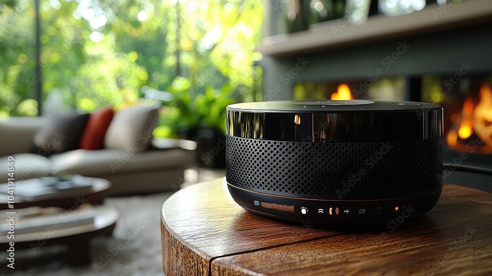 Aufkleber a close-up of a stylish smart speaker, emphasizing its sleek design and advanced technology features