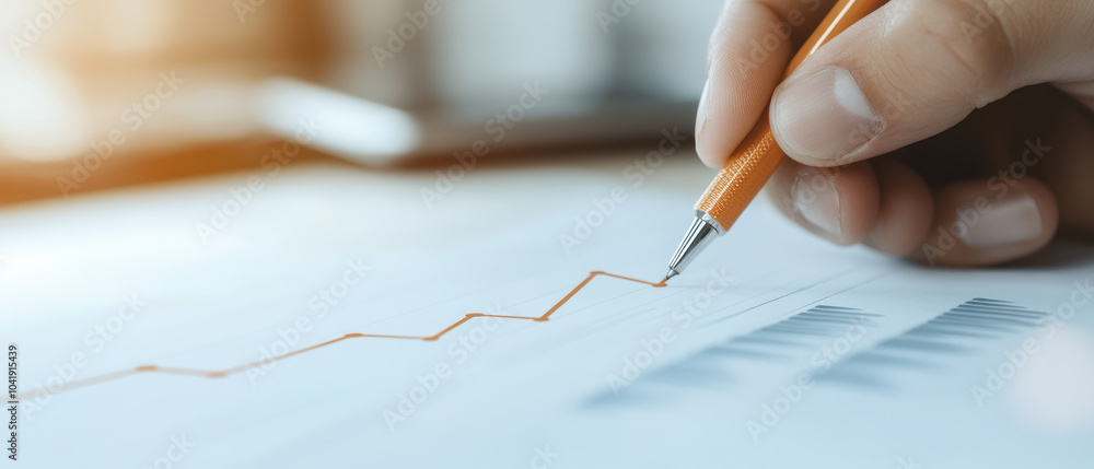 Poster hand illustrating a line graph on a table, representing active participation in tracking and enhanci