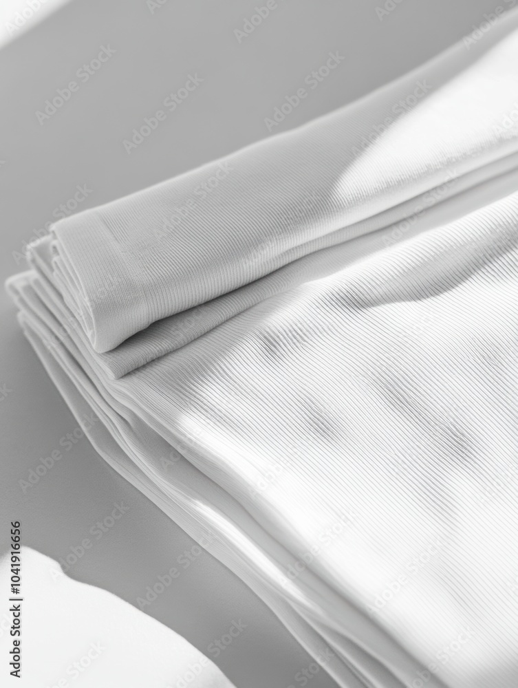 Poster Neatly arranged minimalist sportswear on a smooth table showcases a tidy and modern aesthetic in a well-lit environment. Generative AI