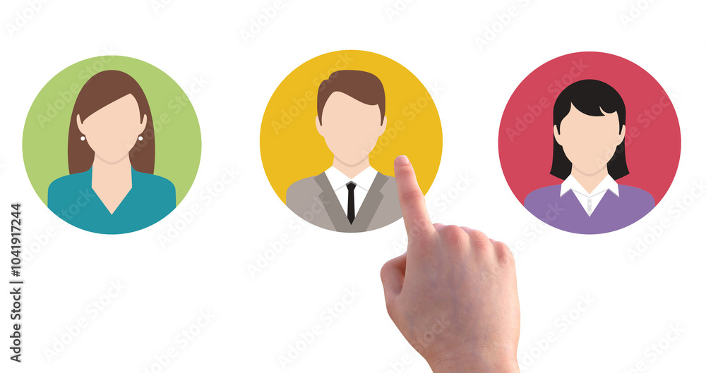 Poster business process management and automation concept with person moving wooden pieces on flowchart dia