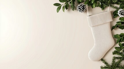 Christmas Stocking Flat Lay.