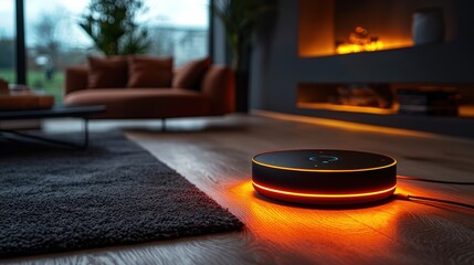 A modern home hub controlling various smart devices, showcasing its central role in home automation and management.