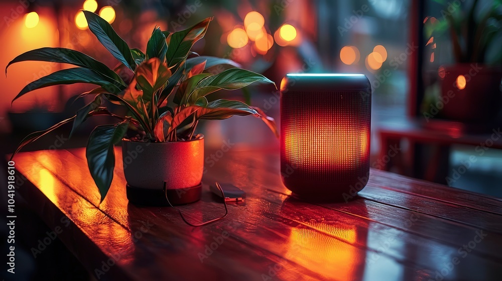 Poster a modern home office where voice commands streamline workflow, emphasizing the productivity benefits