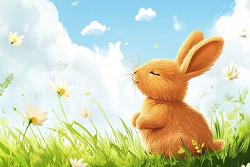 A Fluffy Bunny Enjoying a Breezy Day