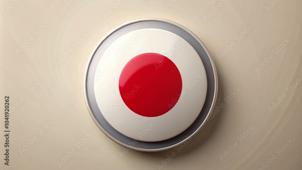 Poster japan flag button design with red circle symbol for digital use and branding