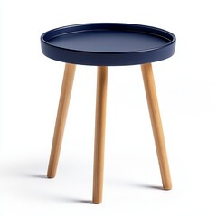 Dark Blue Side Table with Scandinavian Style and Wooden Legs