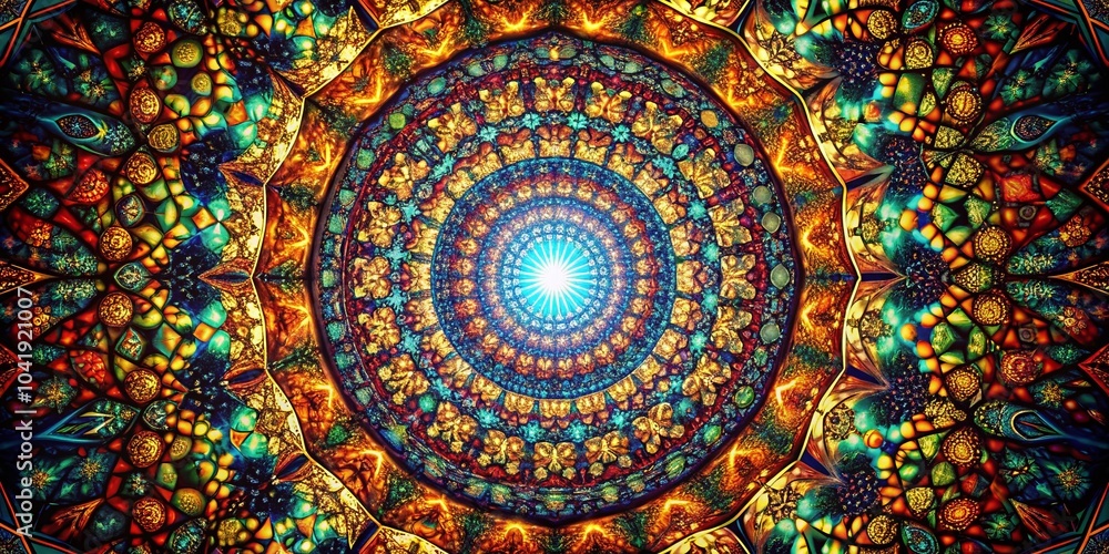 Poster kaleidoscope tunnel of modern abstract patterns for dynamic silhouette photography