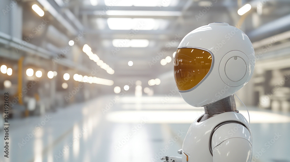 Aufkleber futuristic maintenance robot stands in modern industrial setting, showcasing advanced technology and