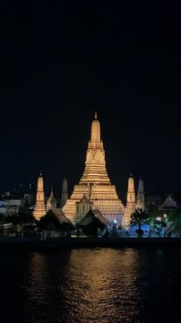 Wat Aron temple sunset river in Bangkok amazing night view