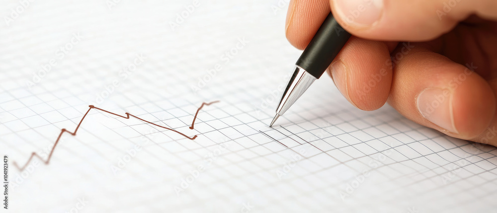 Poster hand sketching a line graph on a table, representing active participation in tracking and enhancing 