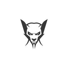 Stylized Monochromatic Illustration of a Wolfs Head