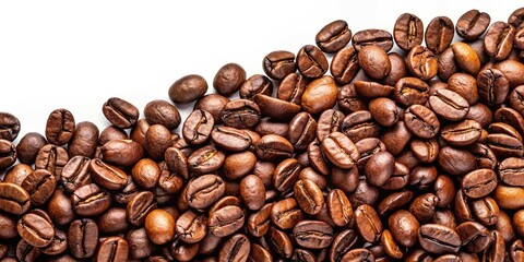 Obraz premium Close-up of Arabica coffee bean with espresso cappuccino latte macchiato mocha on white background