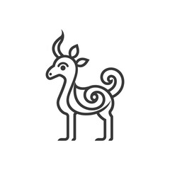 Fototapeta premium Stylized Line Art Illustration of a Deer with Swirling Patterns