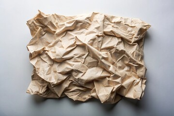 Close-up of glued, torn, and crumpled paper against a plain background