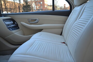 White Leather Seats in a Luxury Car Interior