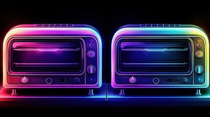 Obraz premium Colorful Toaster Illustration with Neon Effects