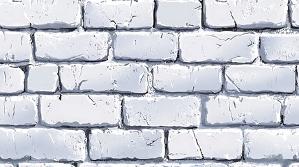 Seamless White Brick Wall Texture in Cartoon Style – Vector Illustration