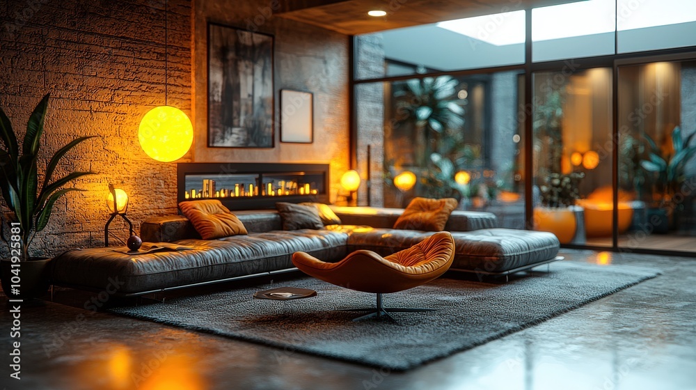 Poster An aesthetically pleasing setup of home networking devices in a stylish interior, emphasizing technology and design.