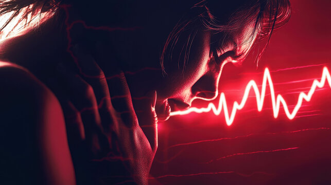 Person in Agony Gripping Their Chest Close Up