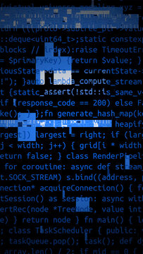 Conceptual java code of web page or javascript programming concept. Simulation of abstract software computer programming code.