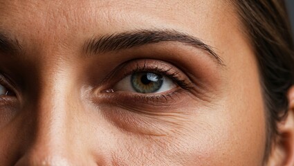 Fototapeta premium Close-Up of Crows Feet on Dark Olive Skin Tone