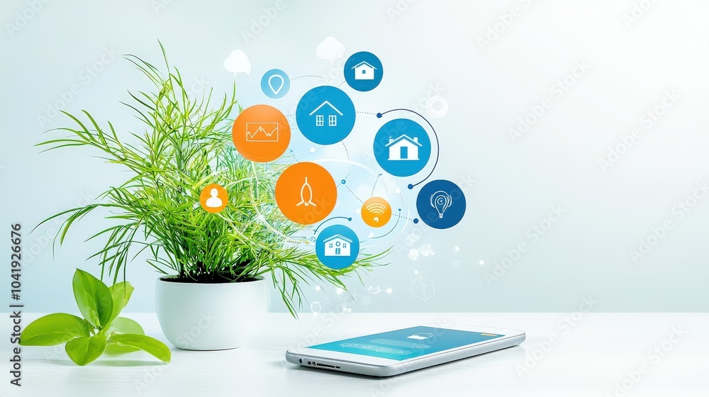 Aufkleber an individual checking their home monitoring app on a smartphone, illustrating real-time updates and