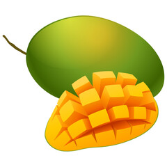 Mango isolated on white background. Vector illustration. Eps 10.