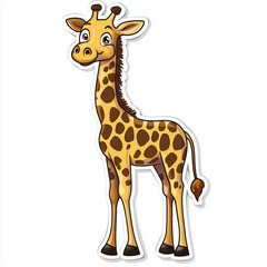 Obraz premium Charming cartoon giraffe sticker standing tall