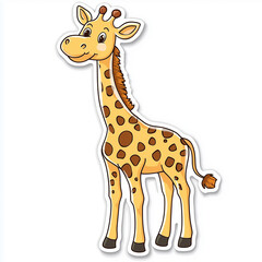 Charming cartoon giraffe sticker standing tall