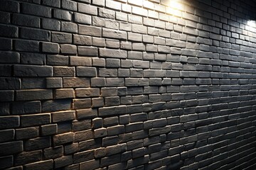 Contemporary black brick wall with atmospheric lighting and depth of field