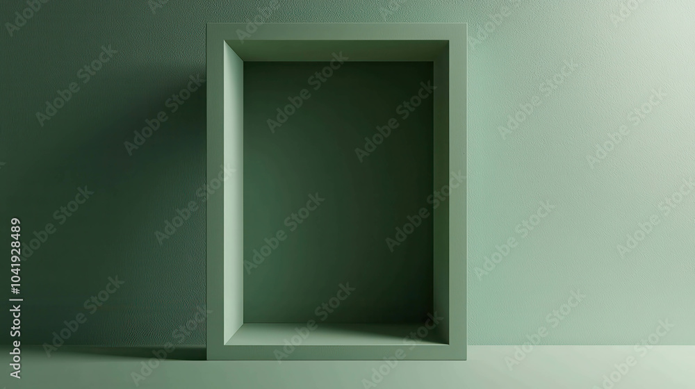 Aufkleber minimalist green 3d frame design in rectangular shape