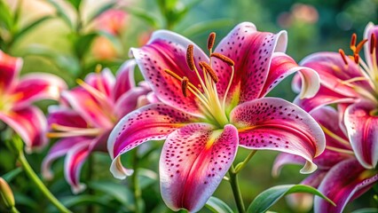 Fototapeta premium Extreme close-up of blooming stargazer lily in garden
