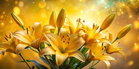 Fototapeta premium Long Exposure Yellow Lily Flowers Bouquet for Stunning Floral Photography