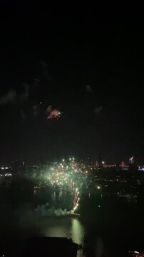 A fireworks in the night sky