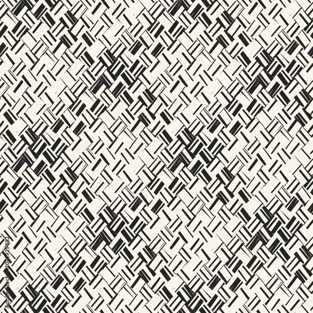 Poster Black And White Grain Tile Check Pattern