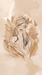 floral boho woman abstract poster