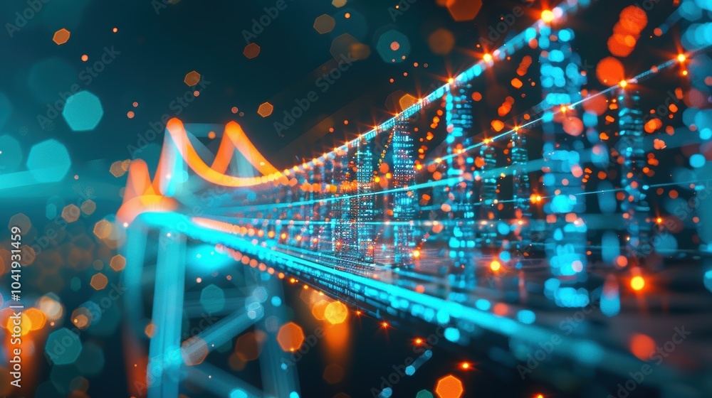 Aufkleber digital bridge connecting networks for futuristic communication and information transfer