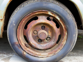 Rusty Car Wheel Close-Up