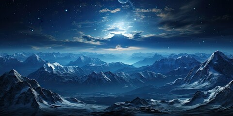 Snowy peaks under a starry sky
