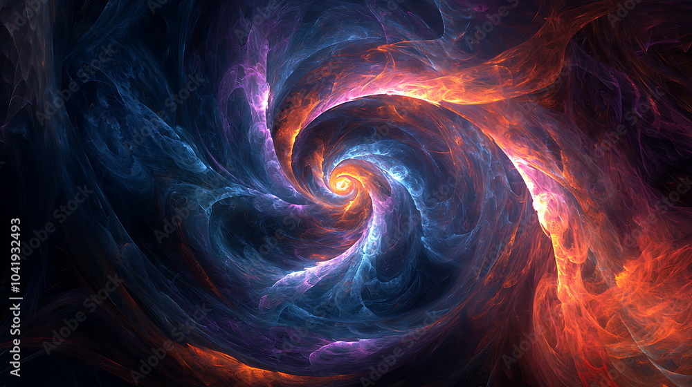 Aufkleber Colorful swirling abstract design on a black background a dance of light and color in a mystical realm