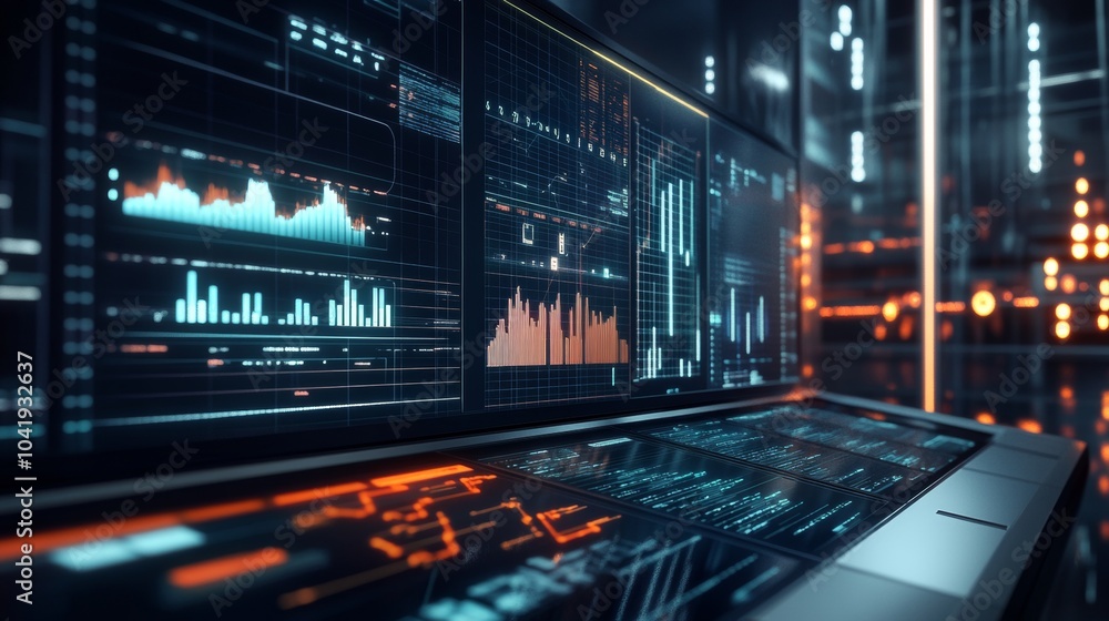 Poster high-tech power grid. data analysis and market trends in energy consumption