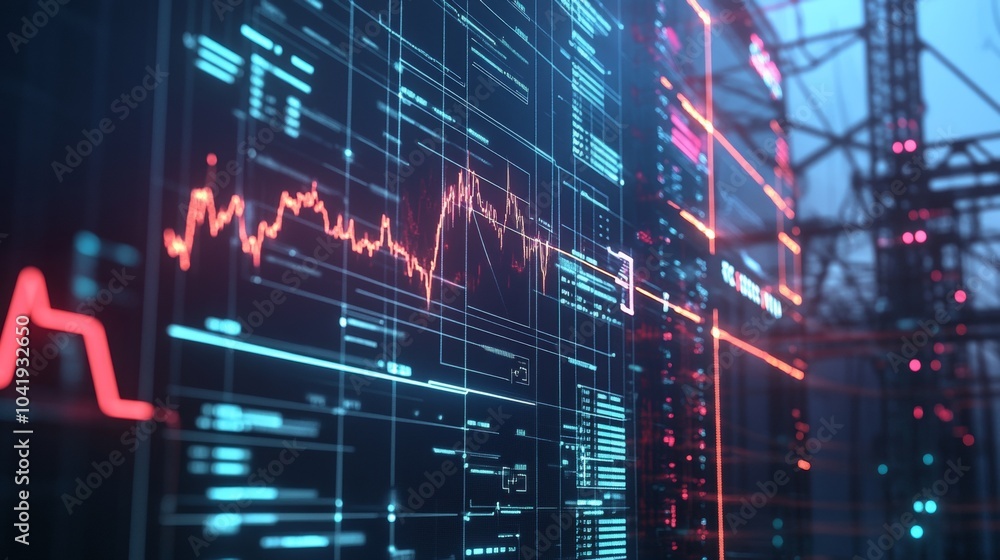 Poster high-tech power grid. data analysis and market trends in energy consumption